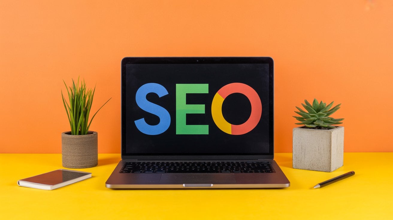 Ein Notebook mit dem Schriftzug "SEO", welches für Suchmaschinenoptimierung steht