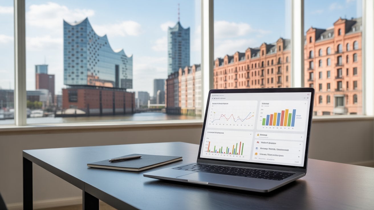 Ein Notebook, welches Suchmaschinenoptimierung in Hamburg verdeutlicht.