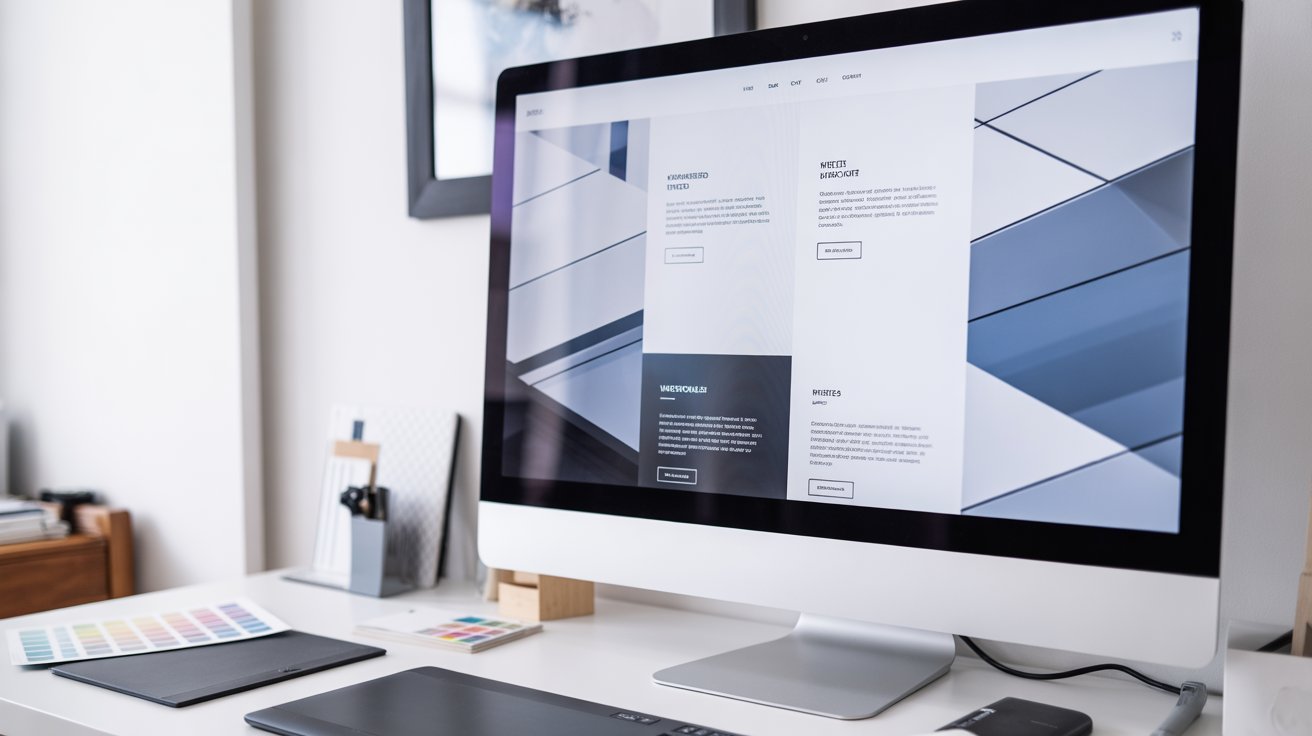 Ein Notebook, welche eine Webdesigner Homepage zeigt