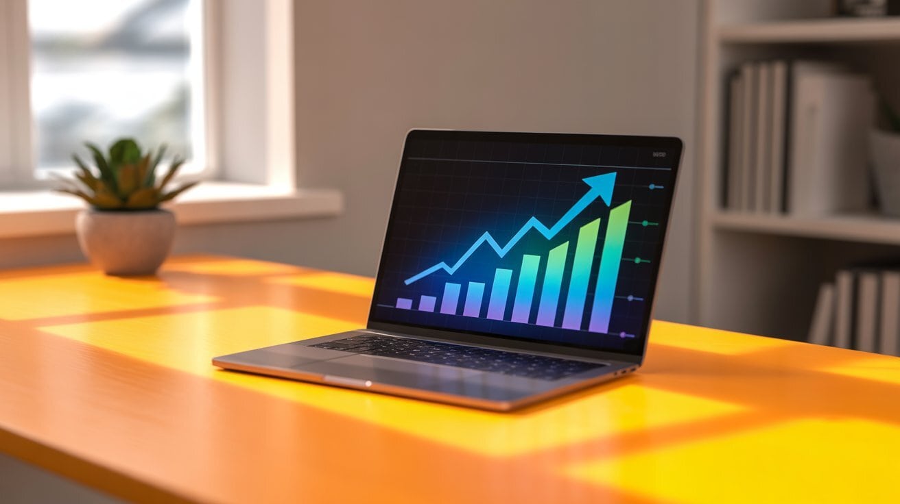 Digitales Wachstum auf einem Computer dargestellt