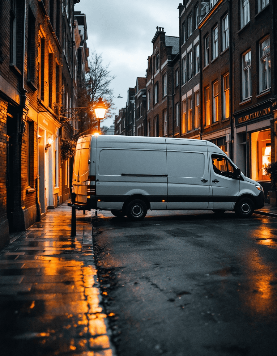 Transporter in einer Straße als Sinnbild für ein Servicegebiet ohne Ladenlokal